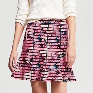 Banana Republic Bella Stripe Pink Floral Skirt